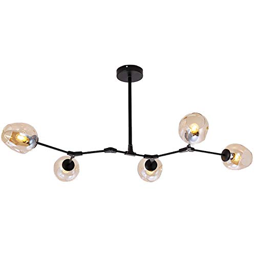 Lámpara de araña de vidrio molecular nórdico con 3 luces E27 para techo de salón