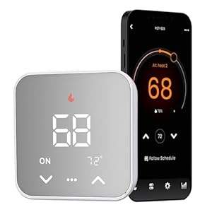 Smart Thermostat for House, WiFi Programmable Thermostat Compatible with Alexa and Google Assistant, Remote Control Tuya/Smart Life, C-Wire Required, Energy Saving