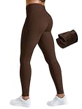 Avgo Women'S Fleece Lined Leggings Thermal Warm Winter Tights Scrunch Butt High Waisted Workout Hiking Compression Yoga Pants(Roasted Brown Fleece, M)