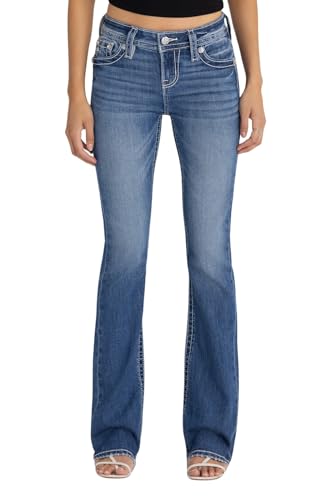 Miss Me Women's Pink Stitched Winged Mid Rise Bootcut Jeans with Faux Flap Pockets2