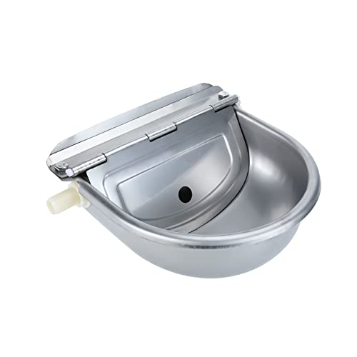 Mono-Gatari Automatic Waterer Water Bowl Farm Livestock Stainless Steel Animal Drinking Water Bowl For Pigs Horse Cattle Goat Sheep Dog (With Drainage Hole,With Pipe,With Float Valve) #TOP7