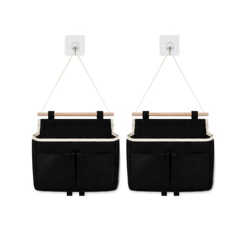 Organizador colgante, 2 Pcs Bolsa De Alamcenamiento Colgante Pared Organizador, 2 Piezas, Bolsa de Almacenamiento Impermeable con 3 Bolsillos, Ideal para Cocina, Baño, Oficina, Maximiza Espacio(Negro)
