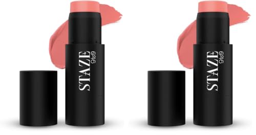 Image of Staze 9to9 Cheek Me Out Multipurpose Blush Stick Tint | On The Go Lip + Cheek + Eye Makeup | Highly Pigmented + Blendable | 12Hrs Long Stay | Natural, Creamy Finish | Travel-Friendly | 01 Peck | 6g