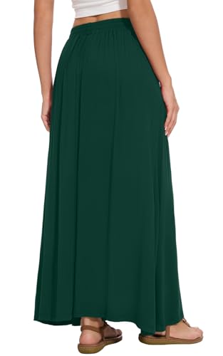 Image of Womens Maxi A-line Long Skirt Casual 2026 Elastic High Waist Flowy Skirts with Pockets