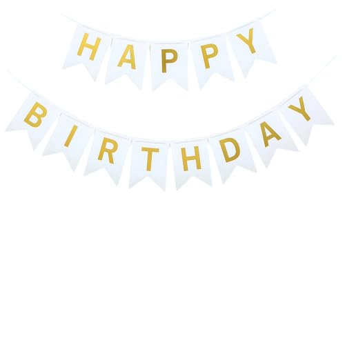 Image of Happy Birthday Banner Birthday Party Supplies (White 2)