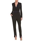BCBGMAXAZRIA Women's Faux Wrap Pinstripe Jumpsuit, Pacific Blue Combo, XS