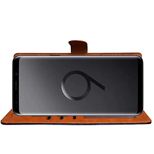 Image of Flip Cover Back Case for Samsung Galaxy S9 Plus | Premium Leather Finish | Inbuilt Pockets & Stand | Flip Cover Back Case for Samsung Galaxy S9 Plus (CamelBlue)