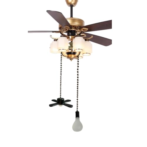 Image of Pull chain, Ceiling Fan Pull Chain Extender,3.3mm Diameter Beaded Ceiling Fan Pull Chain Decorative Light Bulb and Fan 12 Inches Fan Pull Chain Set Black, 4Pcs