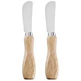 LacusMare Butter Knives Set of 2, Oak Handle, Durable Stainless Steel Blade, Butter Knife for Smooth Spreading Butter Cream Cheese Jam, Ideal for Bagels, Sandwiches, Butter Knife Spreader 6 Inches (Oak 6.2')