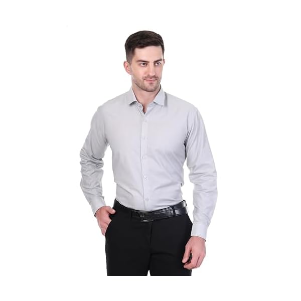 Sparrow Outfit Men’s Pure Cotton Regular Fit Shirt | Casual Wear Formal Shirts for Men and Boys | Spread Collar Long Sleeve Button Down Shirt for Office Parties and Special Occasions (Grey)