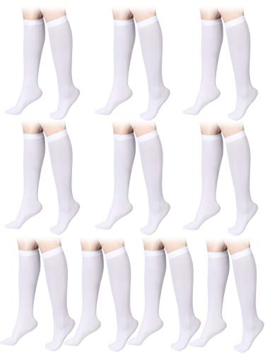 10 Pairs Women Opaque Knee Sock Nylon Trouser High Sock Fashion Dress Sock (White)