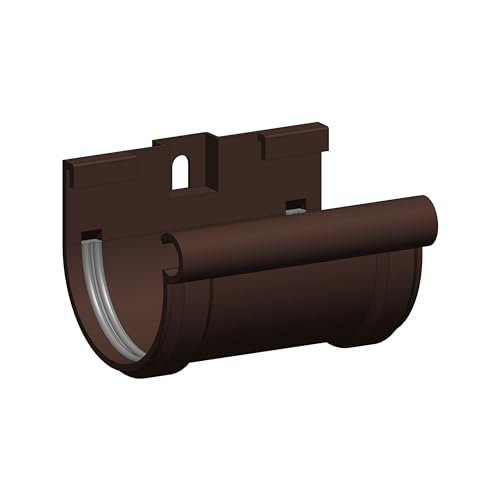 4Home&Garden | Rinnenverbinder Verbindungsstück mit Dichtung | Kunststoff PVC Farbe Braun | Dachrinnensystem 60 mm Typ250 Fallrohr DN 60