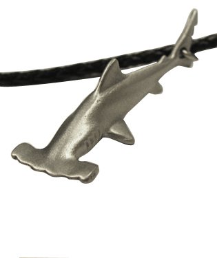 Pewter Ocean Theme Scuba Diving Pendant 18 Braided Cord Necklace Jewelry Shark (Hammerhead Shark)