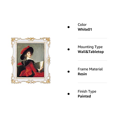 Simon's Shop Picture Frames 8X10 White Vintage Photo Frames 8X10 With Floral Relief, Wall And Tabletop Frames #TOP5