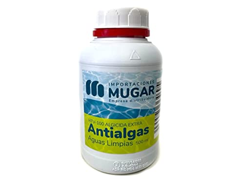 Mugar- Antialgas Líquido No Espumante Aguas Limpias en Formato de 500 Mililitros- Algicida Extra en Formato Pequeño-500 Mililitros