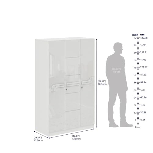 Image of Wakefit Wardrobe for Bedroom | 1 Yr Warranty | Cupboard for Bedroom, Almirah, Wooden Wardrobe, Multi-Shelves Storage with Drawer & Hanger, Density:680-750 kg /m, Free Installation (Tafetta- FW)