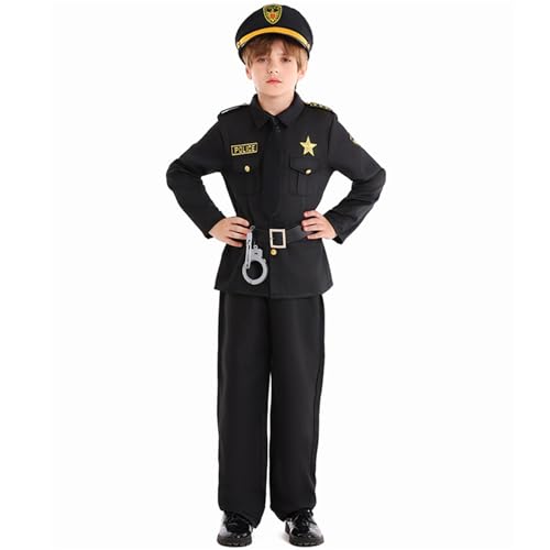 Disfraz de policía para niños y jóvenes, juego completo de disfraz de policía con accesorios, traje de policía, cosplay, disfraz de policía para Halloween, carnaval, cosplay