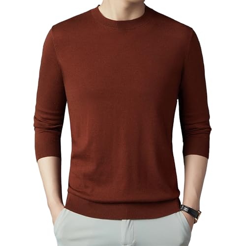 Mens Crewneck Pullover Sweater Long Sleeve Basic Casual Knitted Sweaters Lightweight Fall Fashion Pullover Top