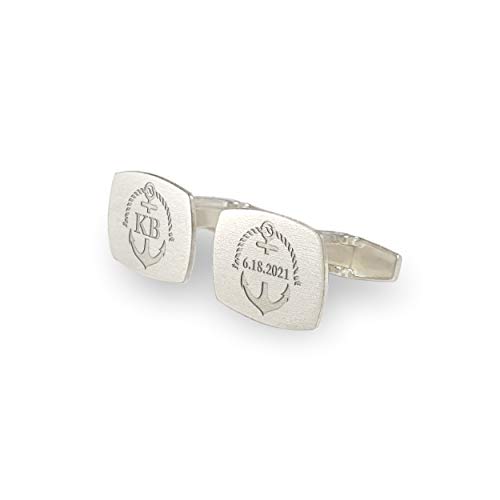 Mancuernillas de ancla de plata 925 personalizadas