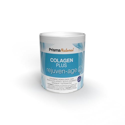 Prisma Natural Colagen plus rejuven-age Colageno en Polvo con Ácido Hialurónico y Vitamina C. Suplemento Antiedad para Articulaciones, Huesos, Piel, Uñas y Pelo, lata 300 g