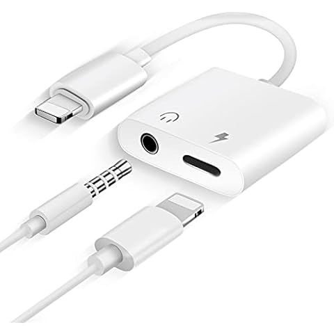 Youmics Headphone Adapter for iPhone 2 in 1 Headphone Adapter, 3.5mm Headphone Audio Splitter, Adapter AUX Connector Charger Cable Replacement for iPhone XR/XS/X/8/8Plus/7/7 Plus Cover