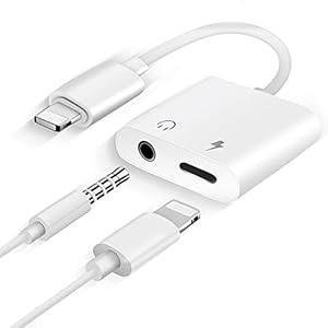 Hoofdtelefoonadapter voor iPhone, 2-in-1 iPhone-adapter ondersteunt het opladen van muziek iPhone splitter compatibel…