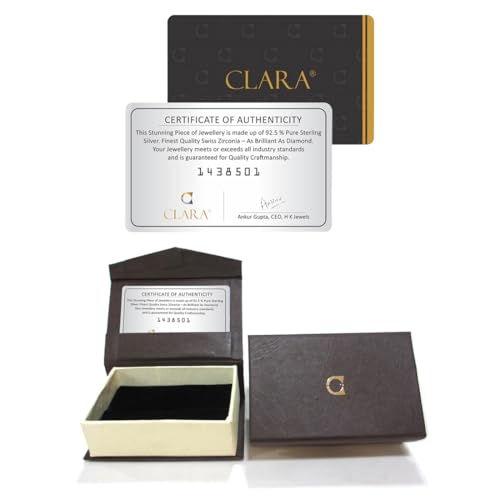 Image of CLARA 925 Sterling Silver Mia Solitaire Pendant Earrings Chain Bracelet Ring for Women & Girls| Platinum Plated | Gift for her