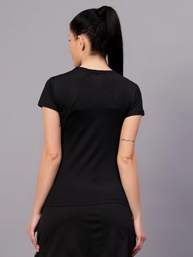 Image of Vector X Women's Plain Round Neck T-Shirt, Half Sleeves, Regular Fit, 80% Polyester 20% Spandex Lightweight Casual Sportswear Shirt Ideal for Gym Fitness Workout, Running, Yoga & Training