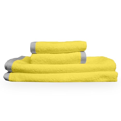 Image of Divine Casa Cotton Face & Hand Towel Set - 500 GSM Ultra Soft, Highly Absorbent Bath Towels for Home, Gym, Travel & Hotel Use - Pack of 4