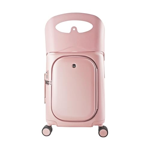 MiaMily Carry On Plus Ride-On Luggage with Built-In Seat Kids & Adult Carry-On Suitcase Spinner Wheels TSA Lock Top Opening Design Waterproof & Thermal Pockets (Dusty Pink)