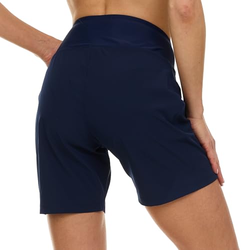 Image of Hurley 5 inch /7 inch High Waisted Swim Shorts Women, Board Shorts with Pockets & Inner Liner, Quick Dry Swim Trunk, UPF 50+