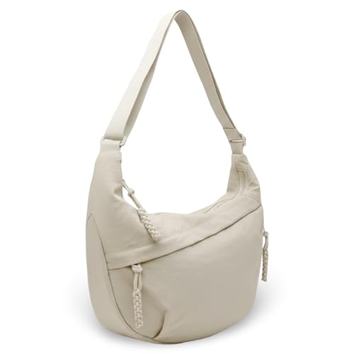Image of GLOSSY Nylon Crescent Crossbody Sling Bag For Women and Girls, 3 Zippers, Lightweight, Travel and Casual use