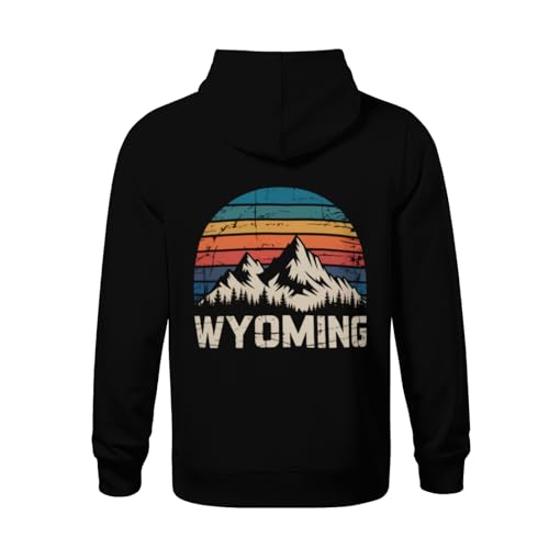Kids Wyoming Retro Vintage Rocky Mountains Nature Hiking Boys Girls Lightweight Kangaroo Pocket Fleece Hoodies3