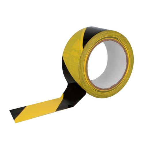Amig - Cinta Adhesiva de Balizamiento - Para Señalización y Advertencia de Peligro - Resistente al Agua y Flexible - PVC - 50 mm x 30 m - Cinta Amarillo y Negro