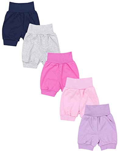 TupTam Baby Mädchen Pumphose Sommershorts 5er Set, Farbe: Lila Rosa Pink...