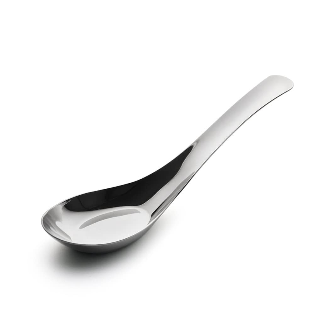 Cuillères à Soupe 4 pièces Cuillère en Acier Inoxydable, cuillère à Fond Plat, cuillère de ménage, cuillère à dîner, Conception Profonde, cuillère de Service de Grande ca,(M Size)