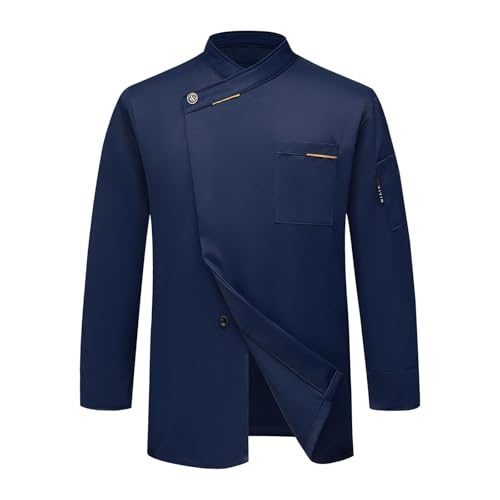 Bastwahl Blouse de Travail Homme Cuisine - Coupe Ajustée Unisexe Blouse de Chef Veste de Cuisinier Manches Longues/à Manches Courtes Stretch Travail Respirant Vêtement Chemise Uniforme Hôtel
