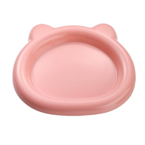 Vlfn 日式ins風 かわいい小熊耳ペットディッシュ | 猫用・犬用缶詰・フリーズドライ・スナック用 | 加厚PP素材 | ?放収納 | 邊?高2cmで汚れ防止 | 穏やかな色合い多色展開 (ピンク)