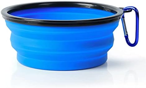 Collapsible Travel Silicone Dog Cat Bowl Portable Pet Food Water Bowl 1000ml, Feeding trough Portable Drinking Water Drinker with Water Hook, Easy to Carry, Save Space