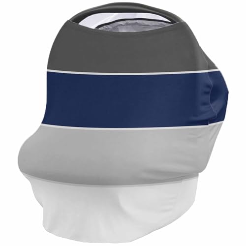 Nursing Cover for Breastfeeding Scarf, Gray Navy Blue White Geometric Minimalism Style Baby Car Covers Super Soft Multi Use for Canopy Shopping Cart Cover Blanket Stroller Cover