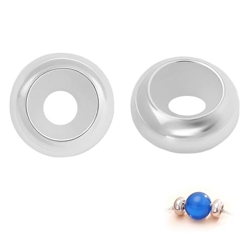iwui 2PCS Espaciadores Abalorios 925 de Plata de Ley con Goma para Charm Stopper, Separadores para Pulsera de Abalorios Tope Compatibles con Pulseras Pand-ora
