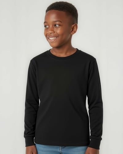Image of 5 Pack Boys' Cotton Long Sleeve Jersey T Shirts Kids School Youth Tees