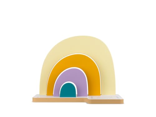 tonies Standregal Regenbogen Magnetische Aufbewahrung für bis zu 40 Toniebox inkl. Sticker-Set Werkzeugloser Aufbau Weiß/Bunt