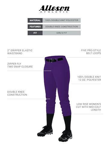 Alleson Athletic Girls Belt Loop Fastpitch Pant – Five Pro-Style Fit, Moisture-Wicking & Durable Fabric2
