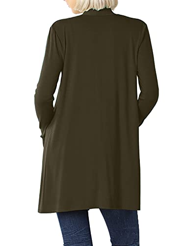 Image of Women's Open Front Cardigan Long Sleeve with Pockets Casual Outwear