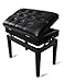 Gprice Regulowana wysokość ławka fortepianowa drewniany stołek fortepianowy radość miękka skórzana poduszka i duży schowek w kolorze czarnym