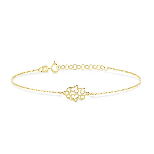 14K Solid Gold Hamsa Bracelet for Women | Protective Charm Bracelet | Dainty Gold Jewelry Gift