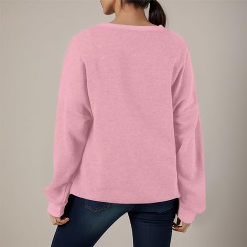 Sweatshirt femme oversize uni sans capuche patchwork, pull manches longues avec poche S - 2