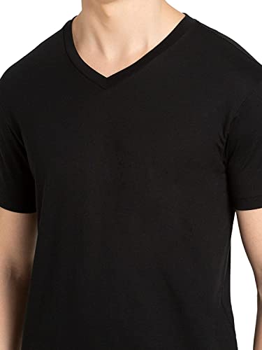 Image of Jockey V-Neck Regular Fit 2726 Black Men Half Sleeve T-Shirt (Medium)