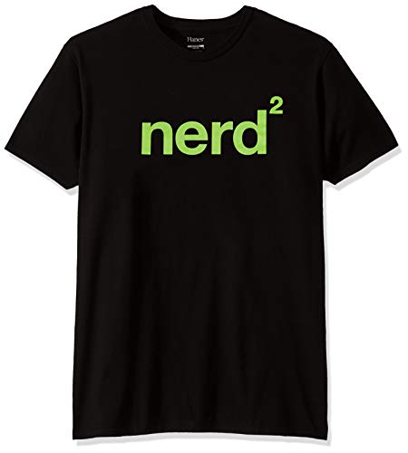 Hanes Men's Graphic Tee-Humor, Nerd Squared Black, XX-Large